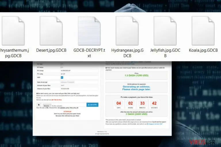 An example of files locked by .GDCB file extension virus