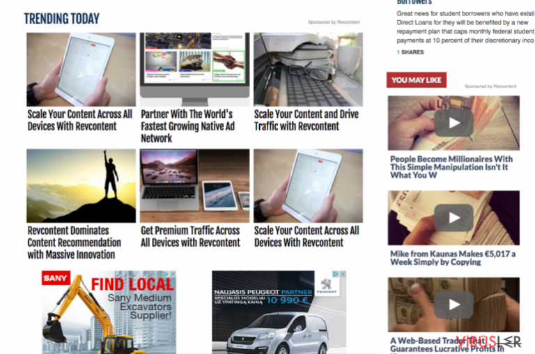 Üçüncü parti sitelerdeki RevContent reklamları