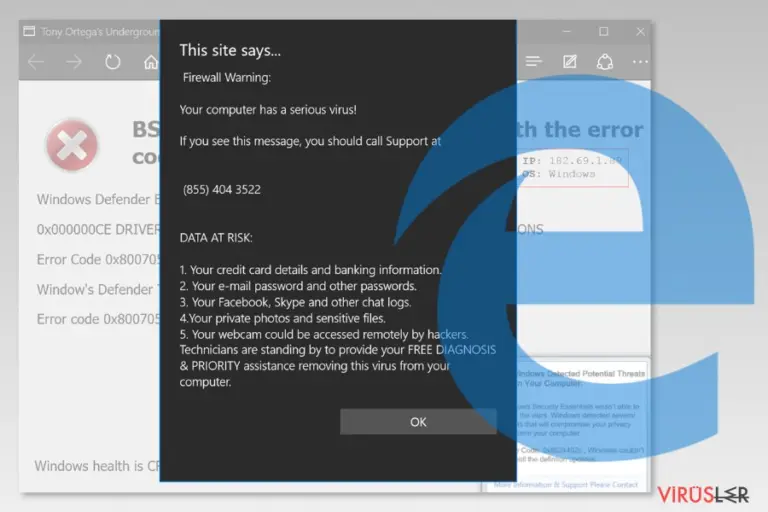 Screenshot of Microsoft Edge virus